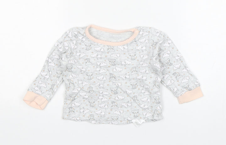 Primark Girls Grey Animal Print Cotton Pullover Jumper Size 18-24 Months