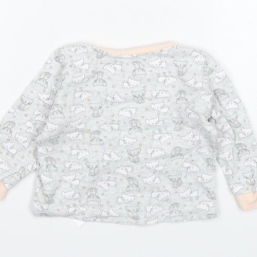 Primark Girls Grey Animal Print Cotton Pullover Jumper Size 18-24 Months