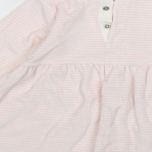 NEXT Girls Pink Striped Cotton A-Line  Size 6-9 Months  Round Neck