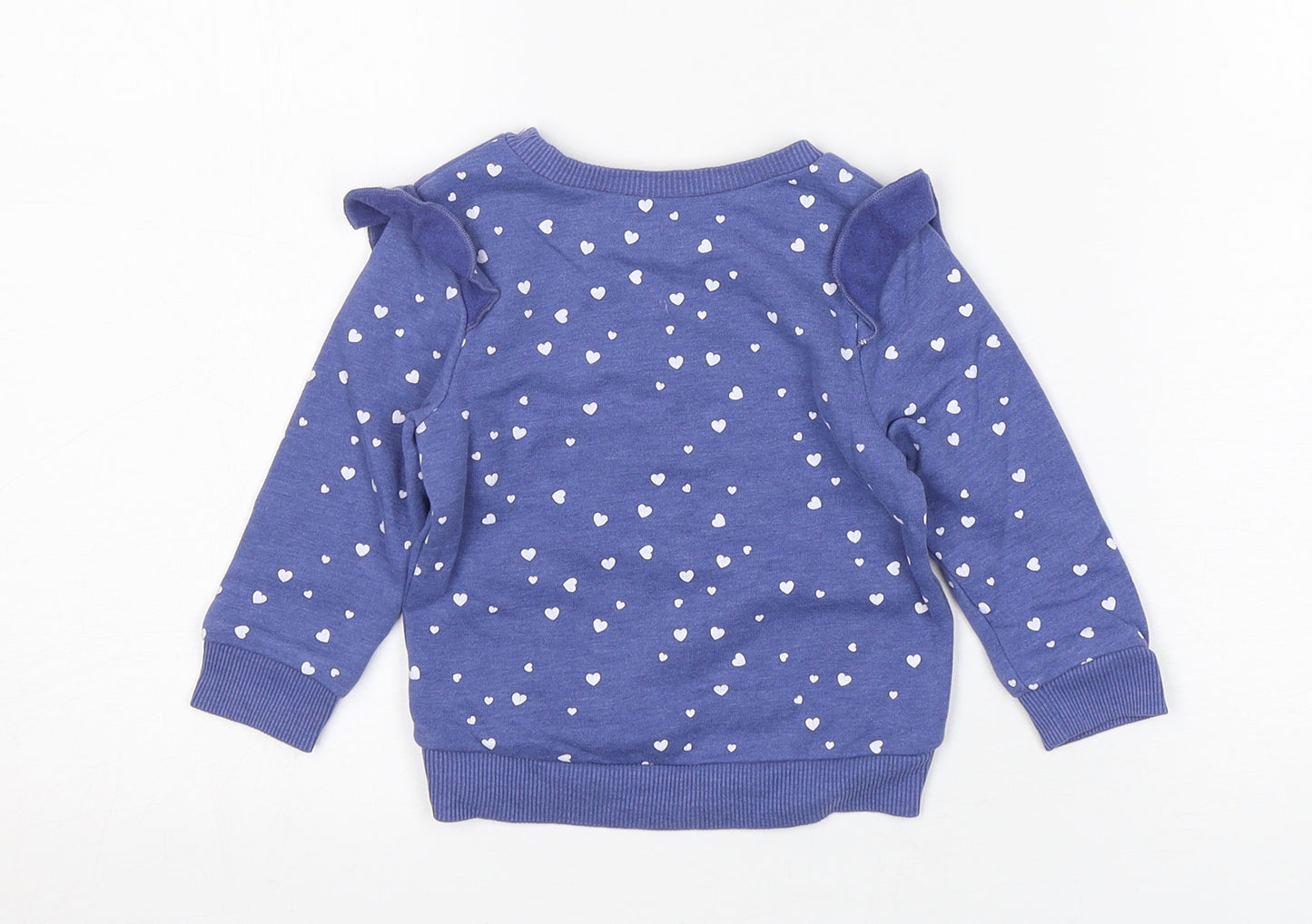 Dunnes Stores Girls Blue Spotted Cotton Pullover Jumper Size 6-9 Months