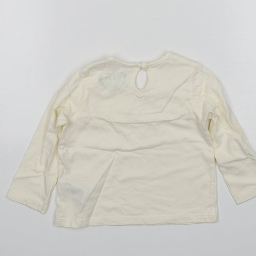 Primark Girls Beige  Cotton Basic T-Shirt Size 9-12 Months Round Neck