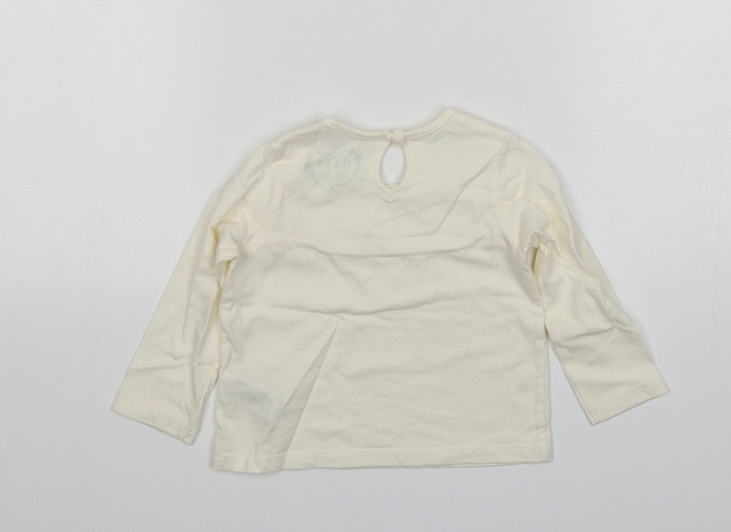 Primark Girls Beige  Cotton Basic T-Shirt Size 9-12 Months Round Neck