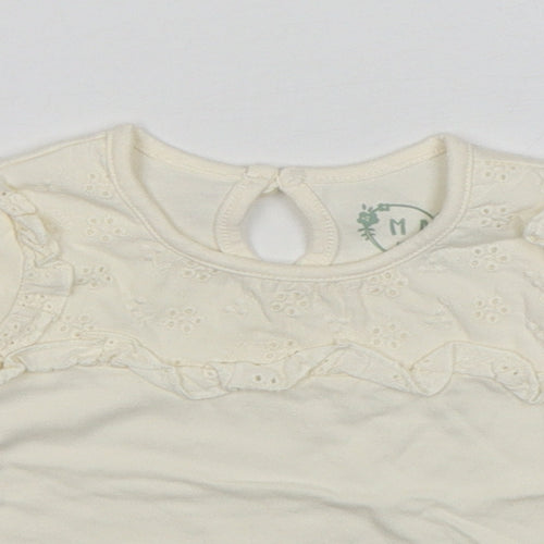 Primark Girls Beige  Cotton Basic T-Shirt Size 9-12 Months Round Neck