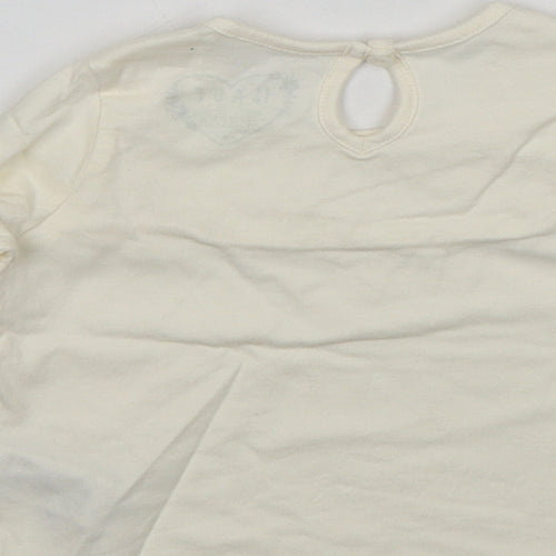 Primark Girls Beige  Cotton Basic T-Shirt Size 9-12 Months Round Neck