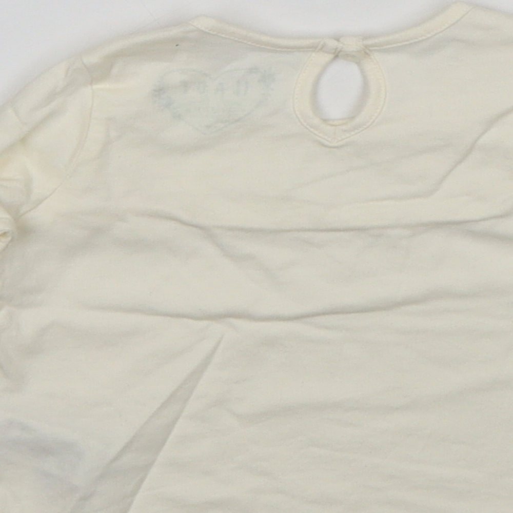 Primark Girls Beige  Cotton Basic T-Shirt Size 9-12 Months Round Neck