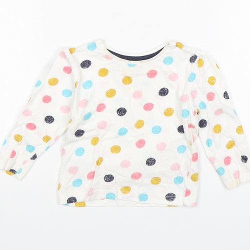Primark Girls Multicoloured Polka Dot Cotton Basic T-Shirt Size 9-12 Months Round Neck