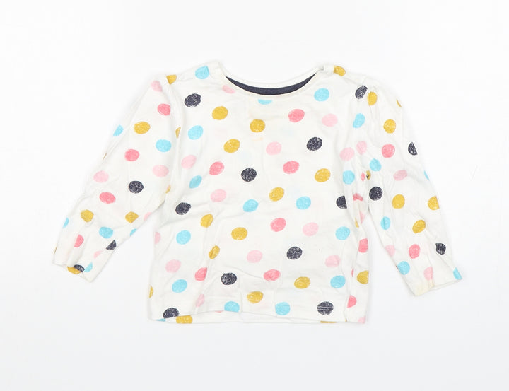 Primark Girls Multicoloured Polka Dot Cotton Basic T-Shirt Size 9-12 Months Round Neck