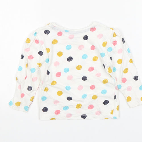 Primark Girls Multicoloured Polka Dot Cotton Basic T-Shirt Size 9-12 Months Round Neck