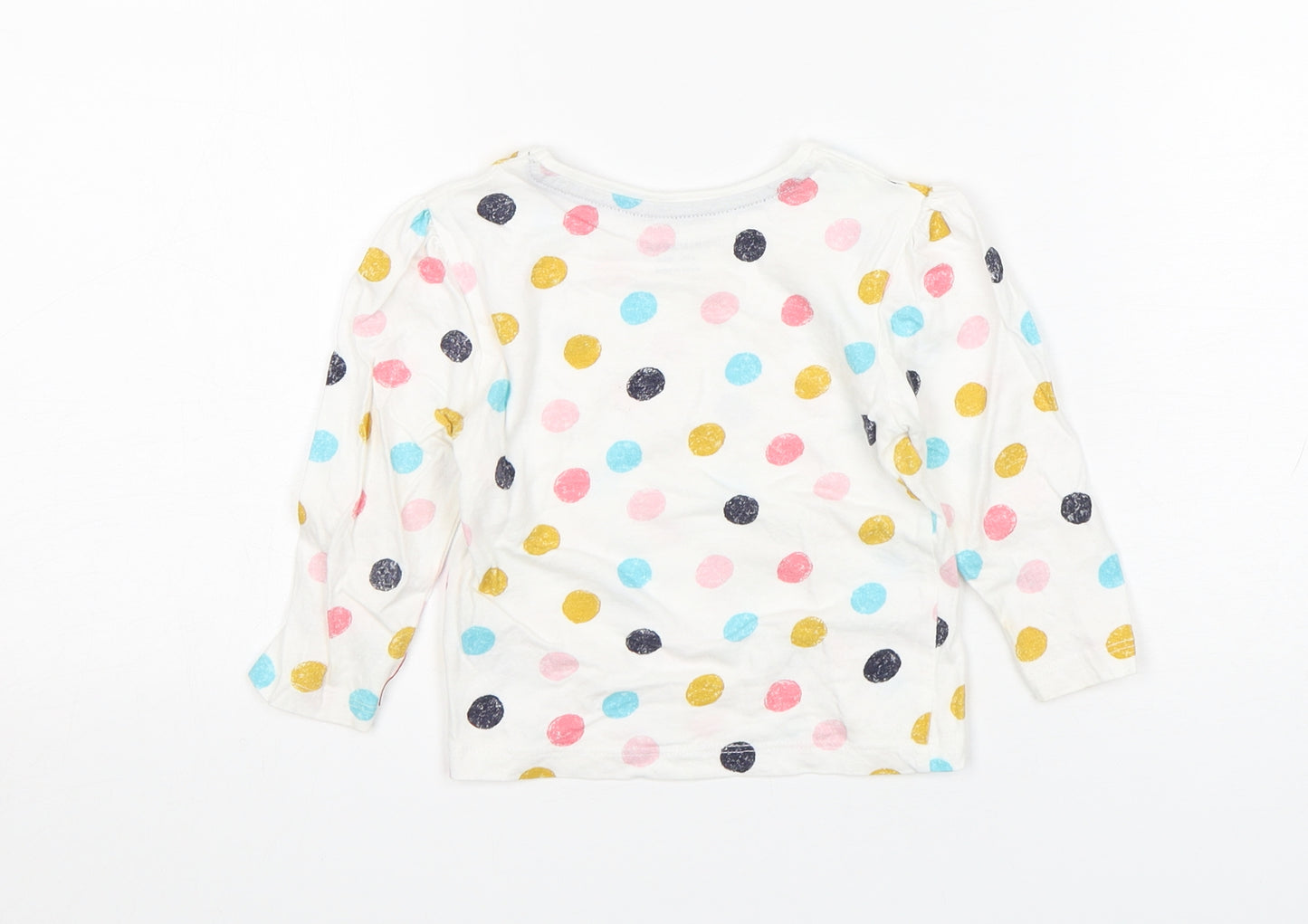 Primark Girls Multicoloured Polka Dot Cotton Basic T-Shirt Size 9-12 Months Round Neck