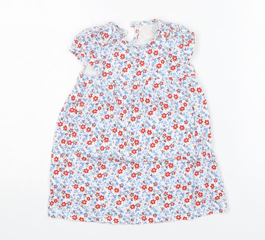 Front view of George girls’ multicoloured floral cotton a-line, size 9-12, months round neck