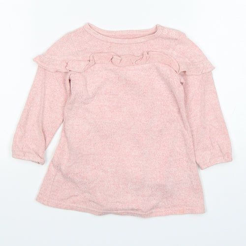 Primark Girls Pink  Viscose Jumper Dress  Size 12-18 Months  Round Neck