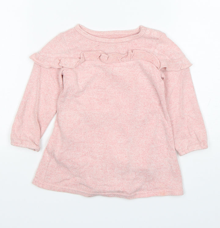Primark Girls Pink Viscose Jumper Dress Size 12-18 Months Round Neck