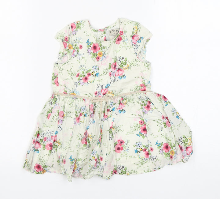 NEXT Girls Multicoloured Floral Cotton A-Line Size 12-18 Months Round Neck