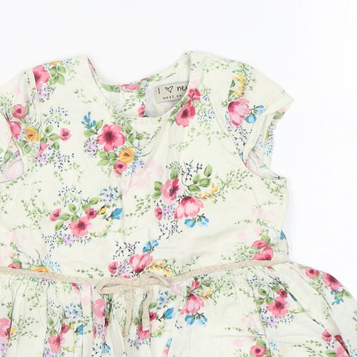 NEXT Girls Multicoloured Floral Cotton A-Line  Size 12-18 Months  Round Neck