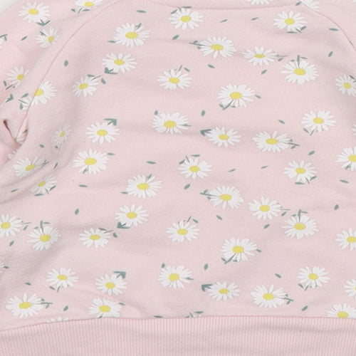 Primark Girls Pink Floral Cotton Pullover Jumper Size 9-12 Months