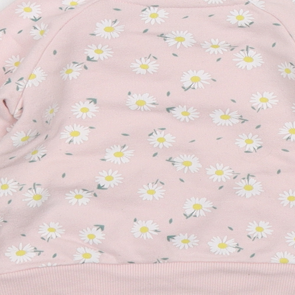Primark Girls Pink Floral Cotton Pullover Jumper Size 9-12 Months