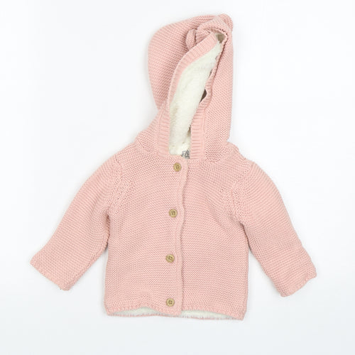F&F Girls Pink  Cotton Cardigan Jumper Size 3-6 Months