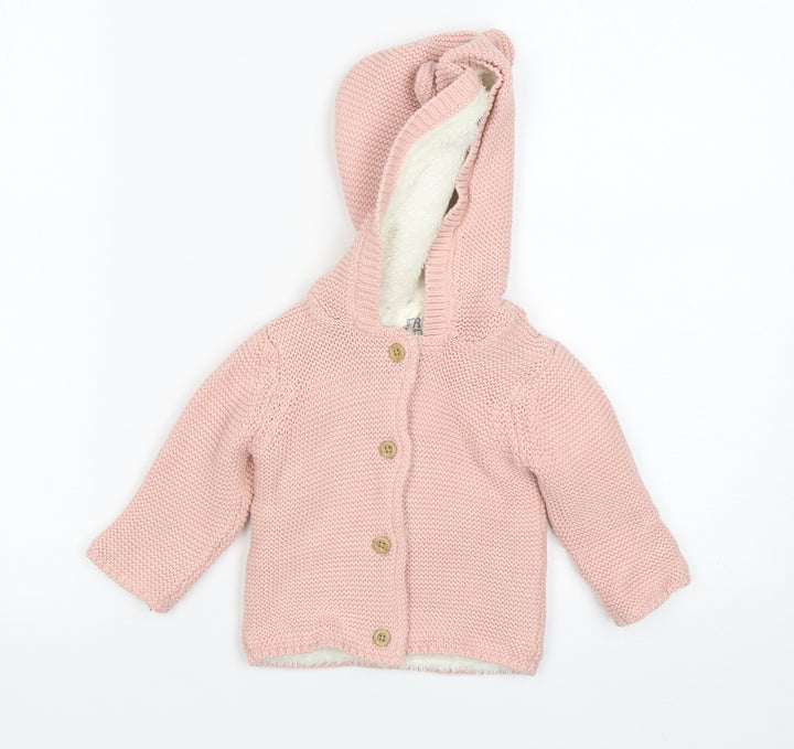 F&F Girls Pink  Cotton Cardigan Jumper Size 3-6 Months