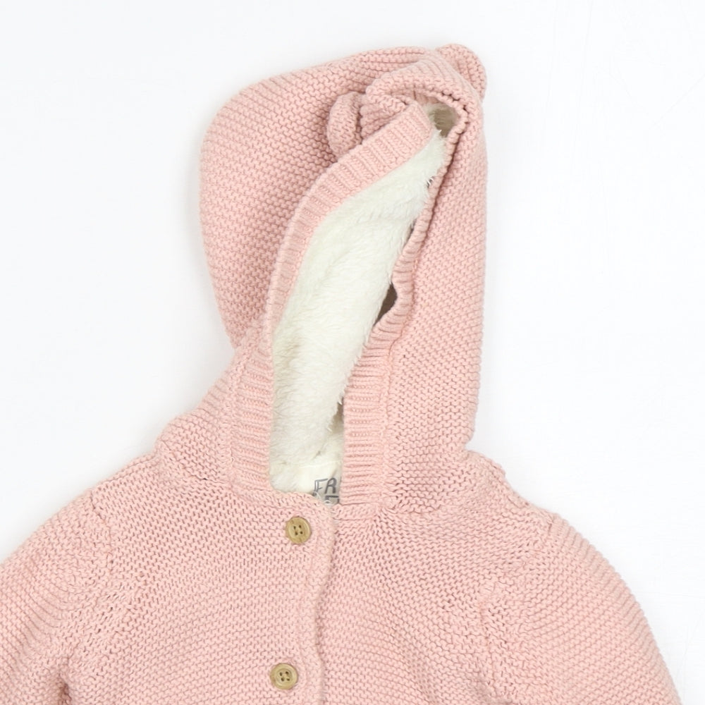 F&F Girls Pink  Cotton Cardigan Jumper Size 3-6 Months