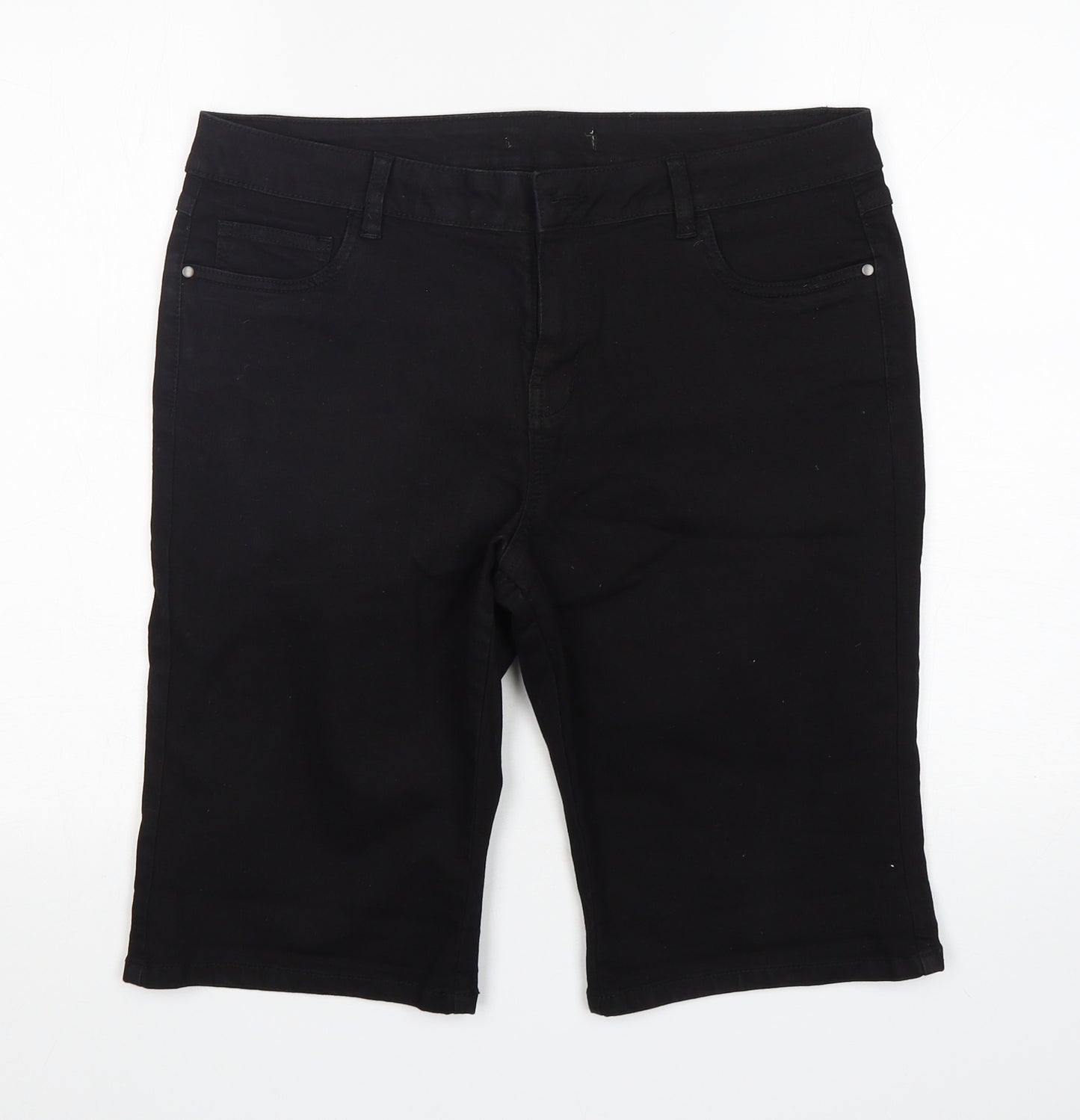 George Womens Black  Cotton Bermuda Shorts Size 16 L12 in Regular