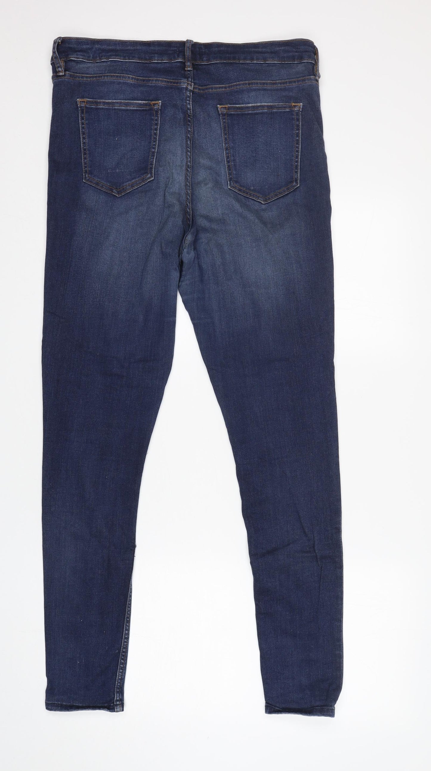 F&F Womens Blue  Cotton Skinny Jeans Size 16 L30 in Regular