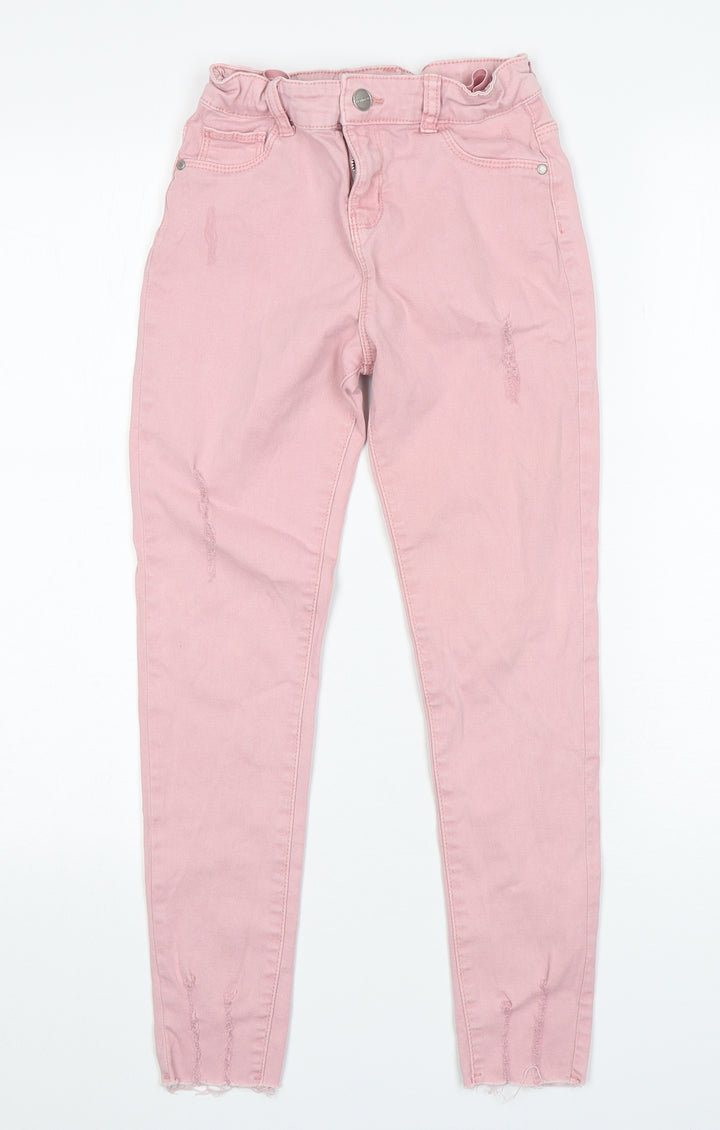 Denim co Girls Pink  Cotton Skinny Jeans Size 10-11 Years  Regular