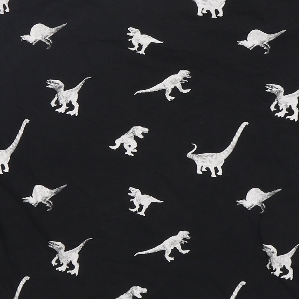 Primark Boys Black  Cotton Basic T-Shirt Size 6-7 Years Round Neck  - Dinosaur Print