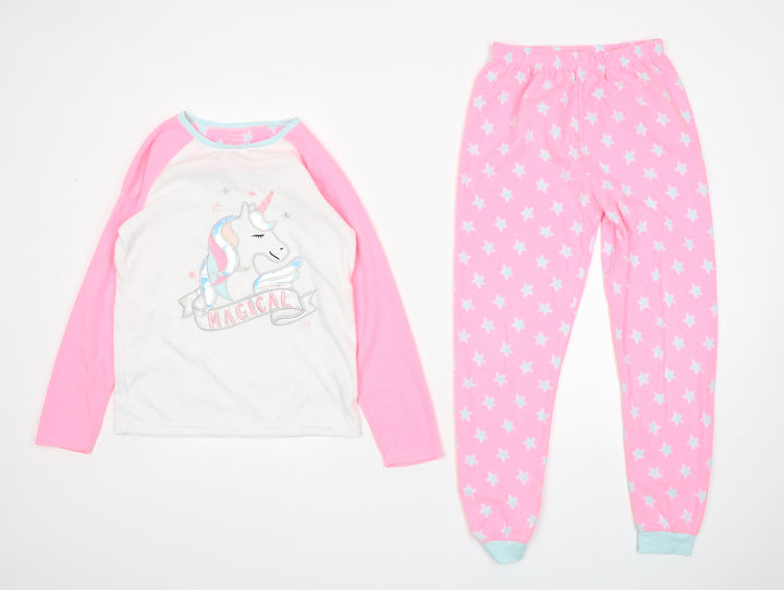 Primark Girls Multicoloured Polyester Pyjama Set Size 10-11 Years - Unicorn