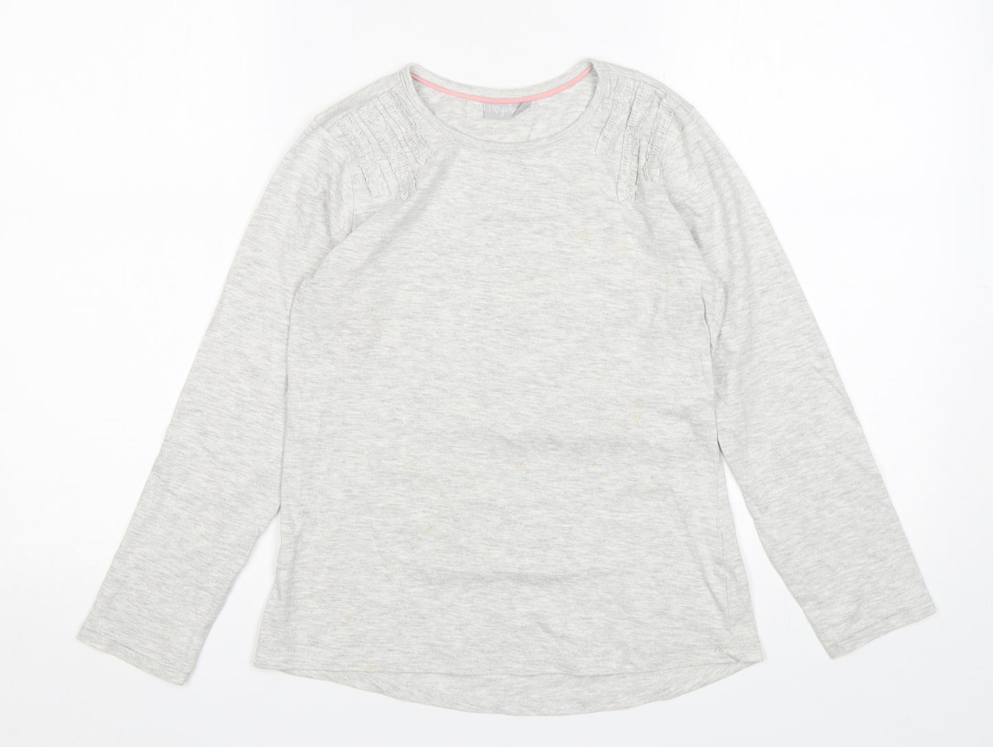 Matalan Girls Grey  Cotton Basic T-Shirt Size 10-11 Years Round Neck