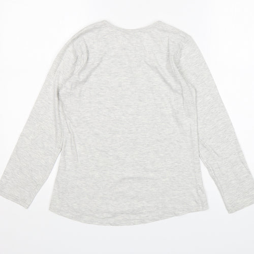 Matalan Girls Grey  Cotton Basic T-Shirt Size 10-11 Years Round Neck