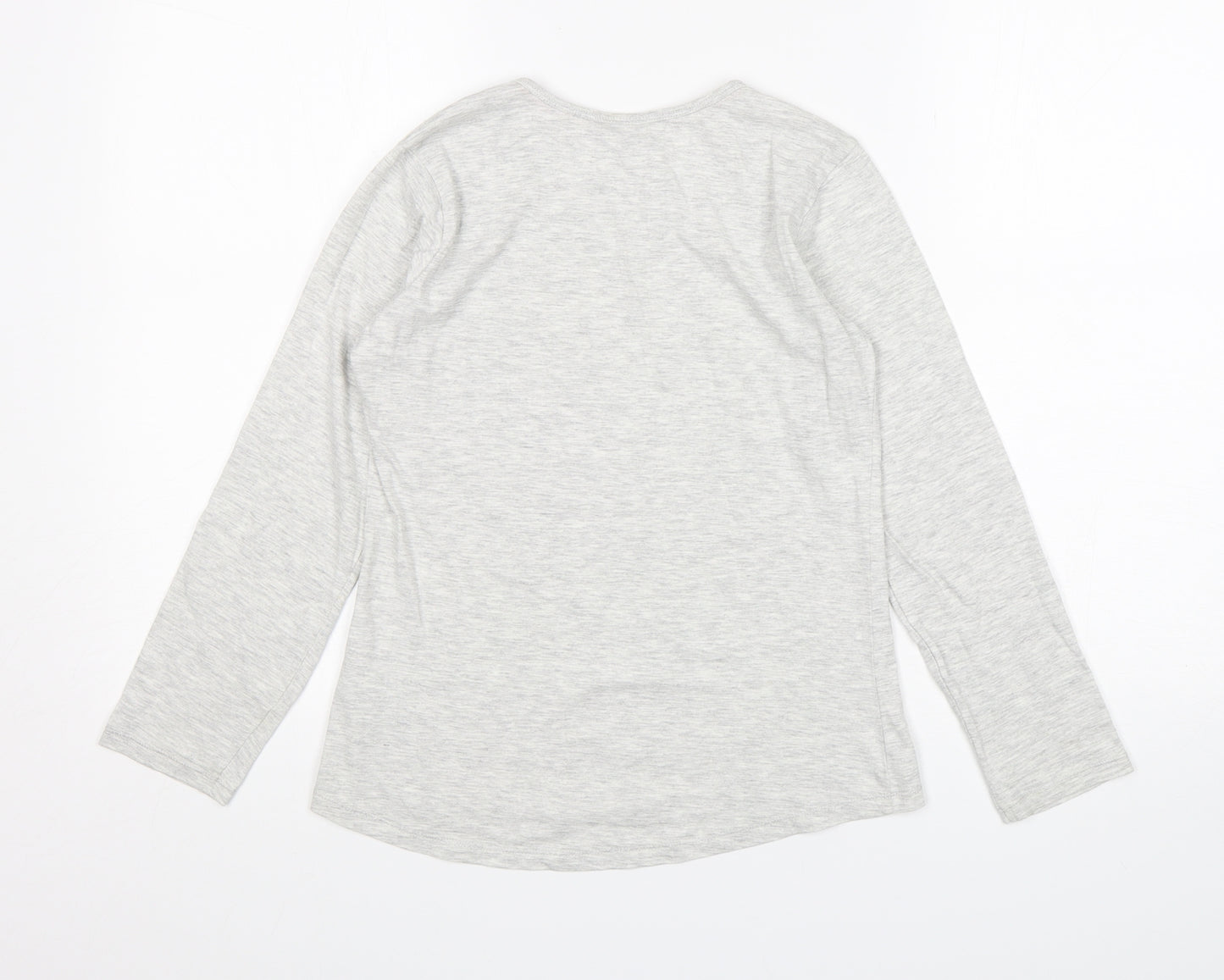 Matalan Girls Grey  Cotton Basic T-Shirt Size 10-11 Years Round Neck
