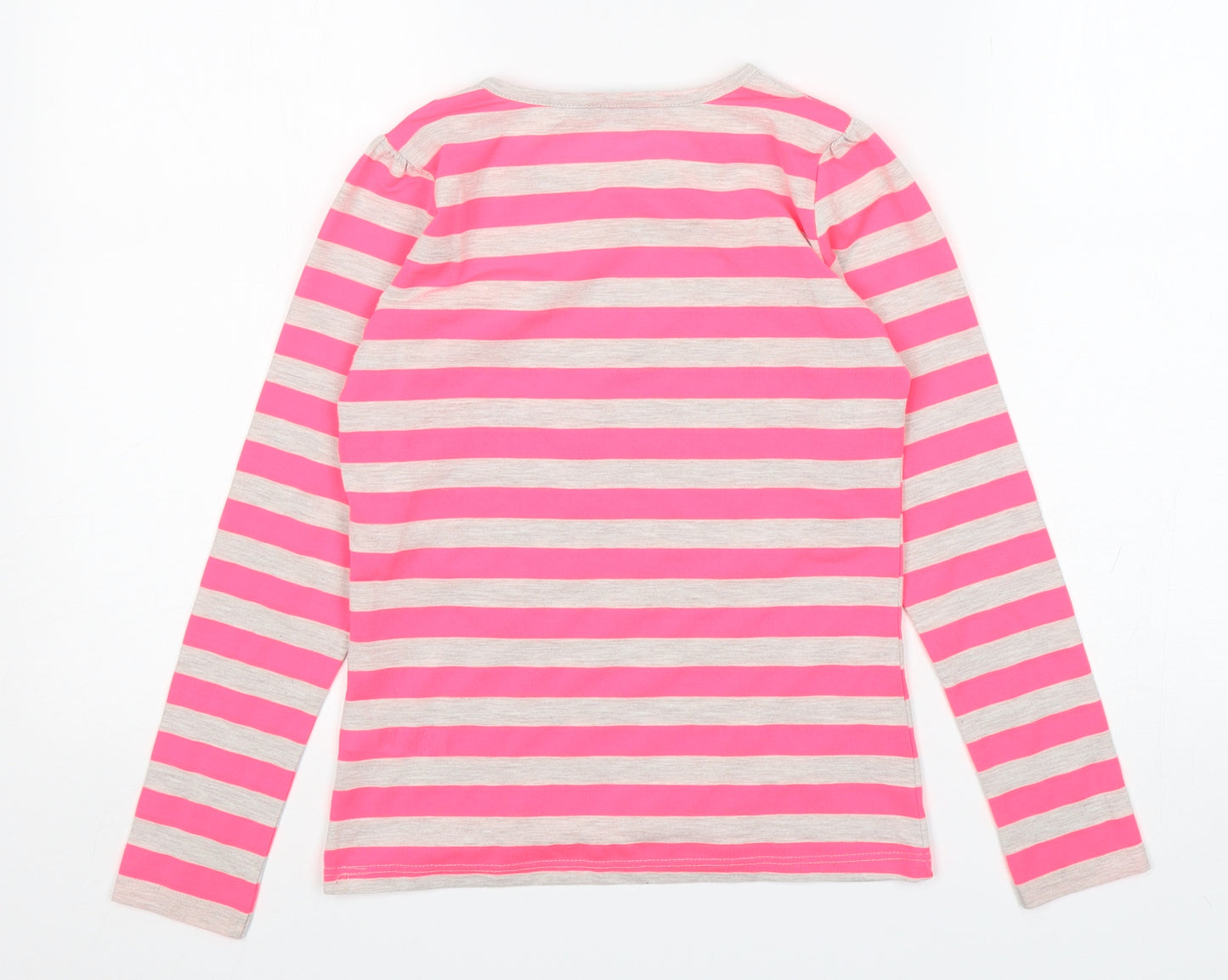 George Girls Multicoloured Striped Polyester Basic T-Shirt Size 9-10 Years Round Neck
