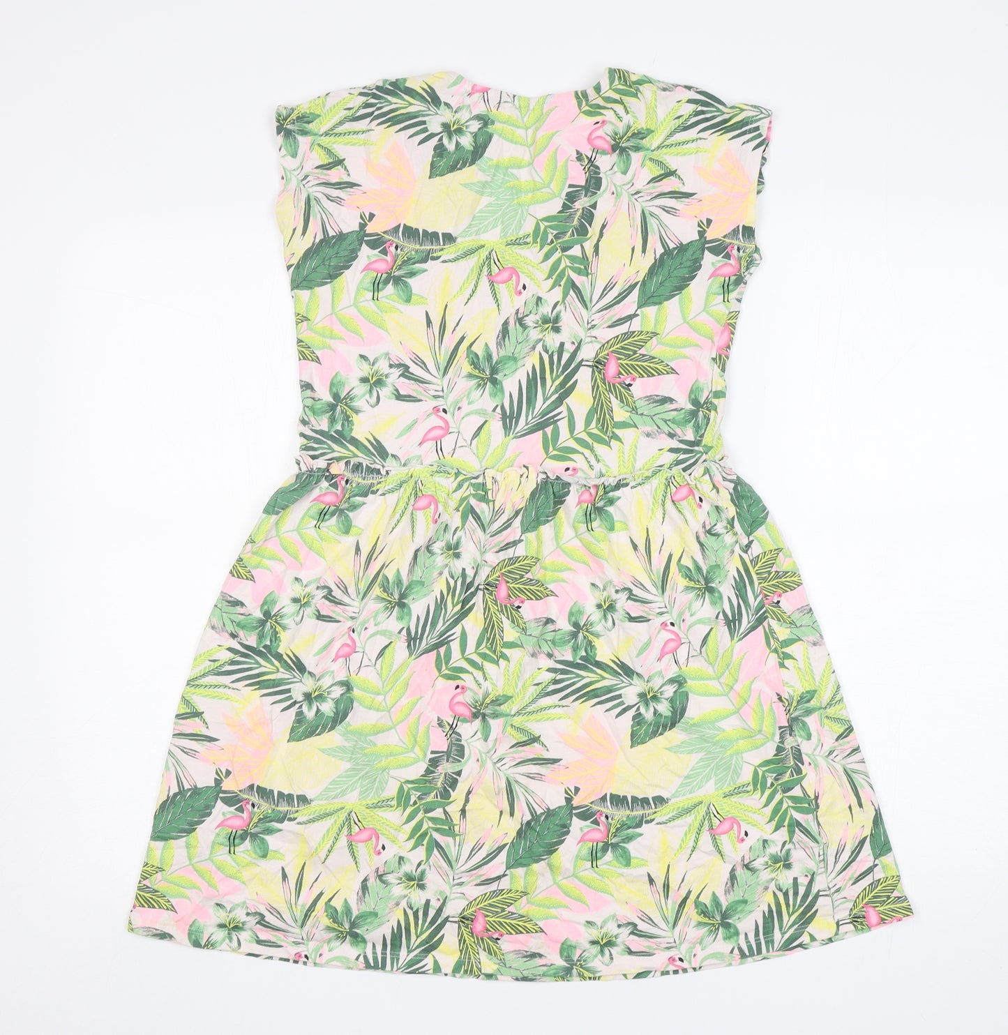 George Girls Green Floral Cotton T-Shirt Dress  Size 12-13 Years  Round Neck