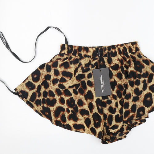 PRETTYLITTLETHING Womens Multicoloured Animal Print Polyester A-Line Skort Size 4  Regular