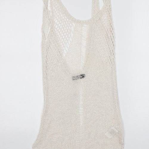 PRETTYLITTLETHING Womens White Round Neck  Viscose Vest Jumper Size 6