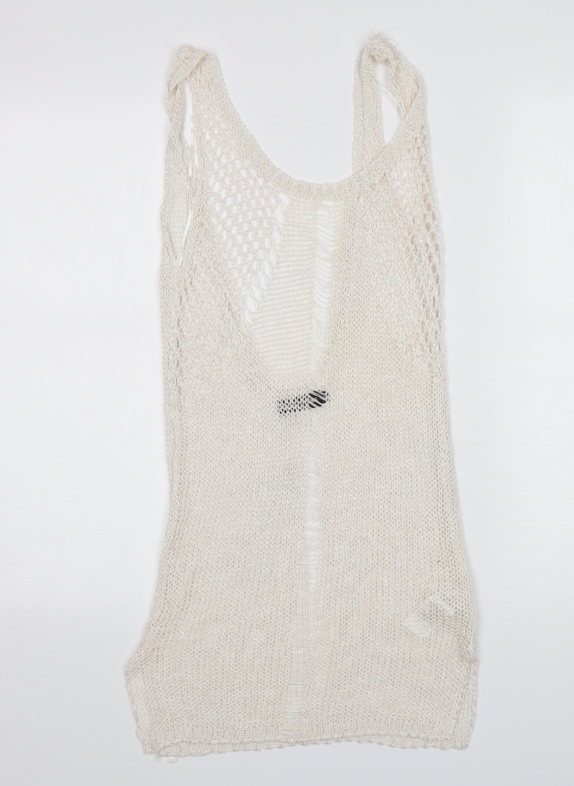 PRETTYLITTLETHING Womens White Round Neck  Viscose Vest Jumper Size 6