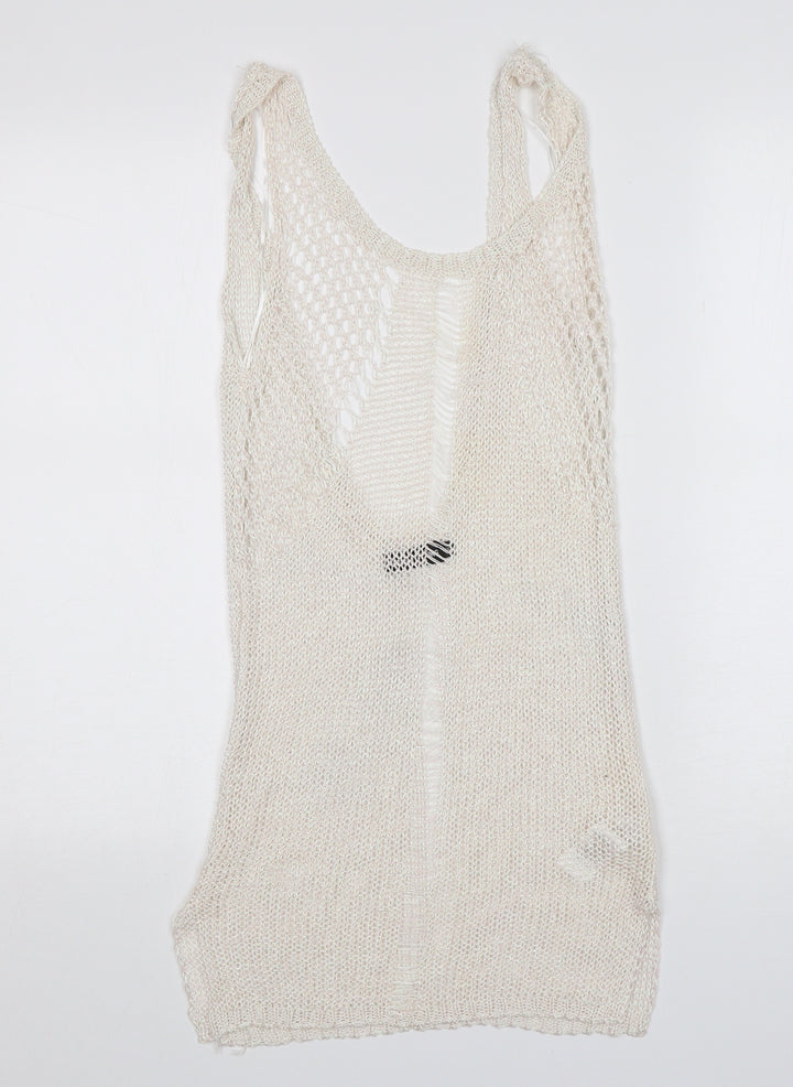 PRETTYLITTLETHING Womens White Round Neck  Viscose Vest Jumper Size 6