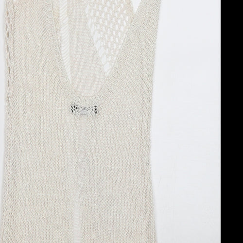 PRETTYLITTLETHING Womens White Round Neck  Viscose Vest Jumper Size 6
