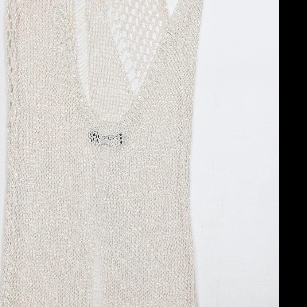 PRETTYLITTLETHING Womens White Round Neck  Viscose Vest Jumper Size 6