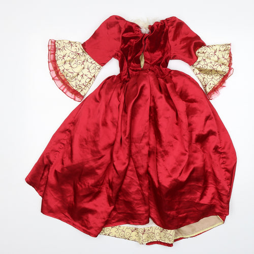 George Girls Red  Polyester Ball Gown  Size 5-6 Years  Round Neck  - disney princess