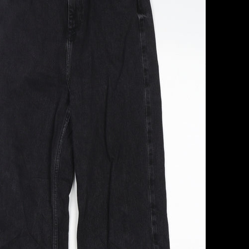 New Look Womens Black  Cotton Wide-Leg Jeans Size 8 L29 in Regular