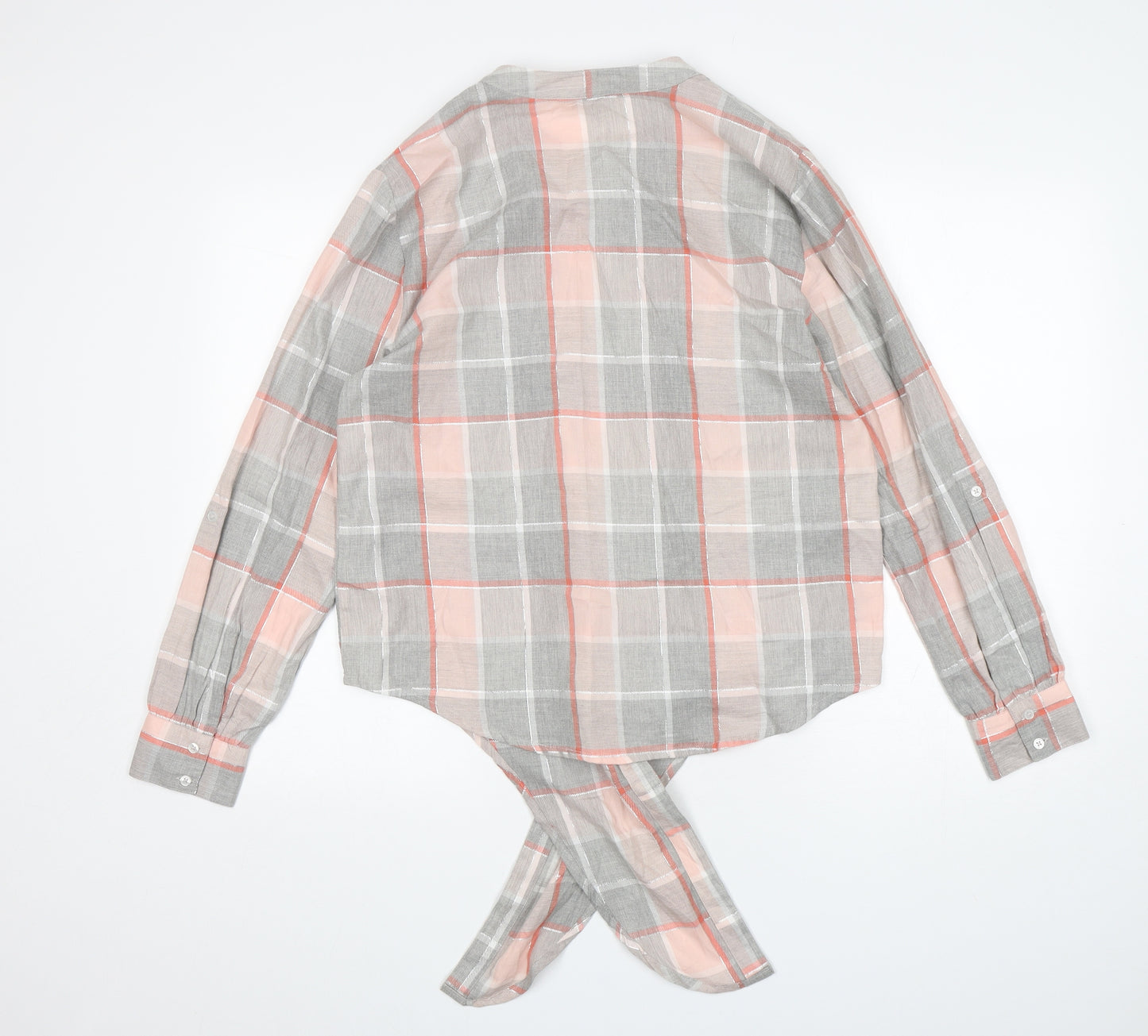 NEXT Womens Multicoloured Check Cotton Basic Button-Up Size 12 V-Neck