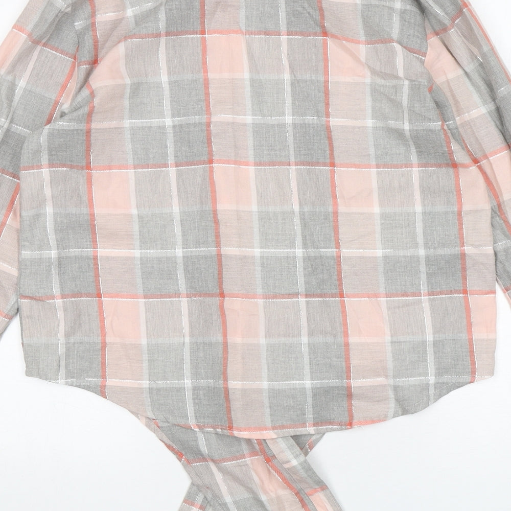 NEXT Womens Multicoloured Check Cotton Basic Button-Up Size 12 V-Neck