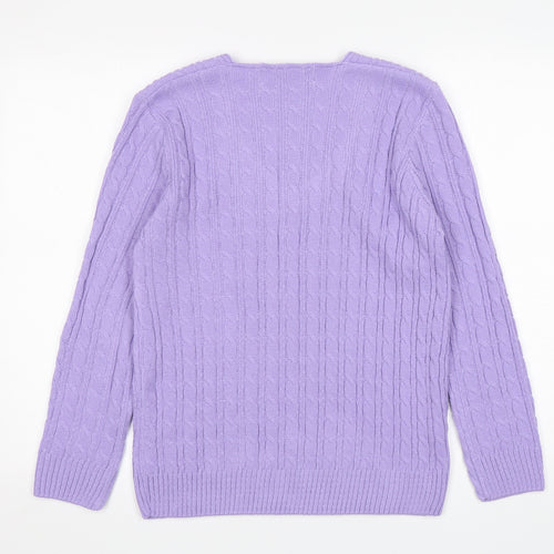 Paco Boutique  Womens Purple V-Neck  Acrylic Pullover Jumper Size 10