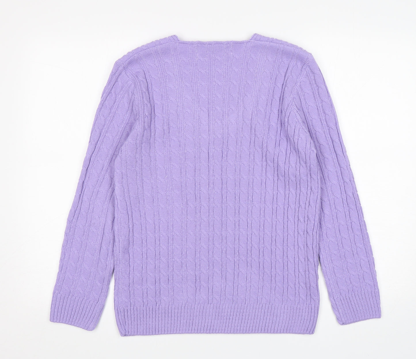 Paco Boutique  Womens Purple V-Neck  Acrylic Pullover Jumper Size 10