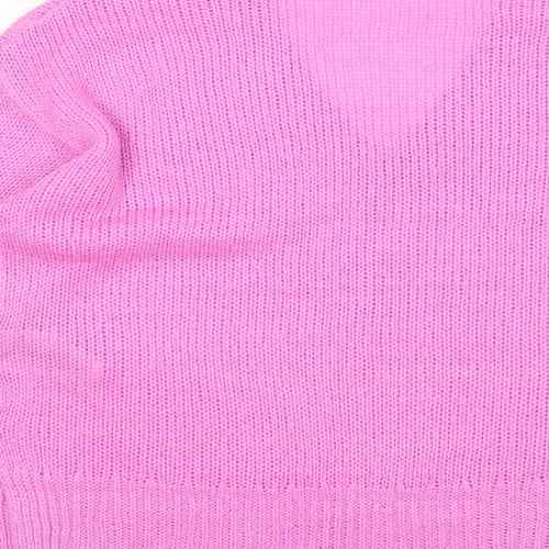 Brave Soul Womens Pink V-Neck  Acrylic Pullover Jumper Size M