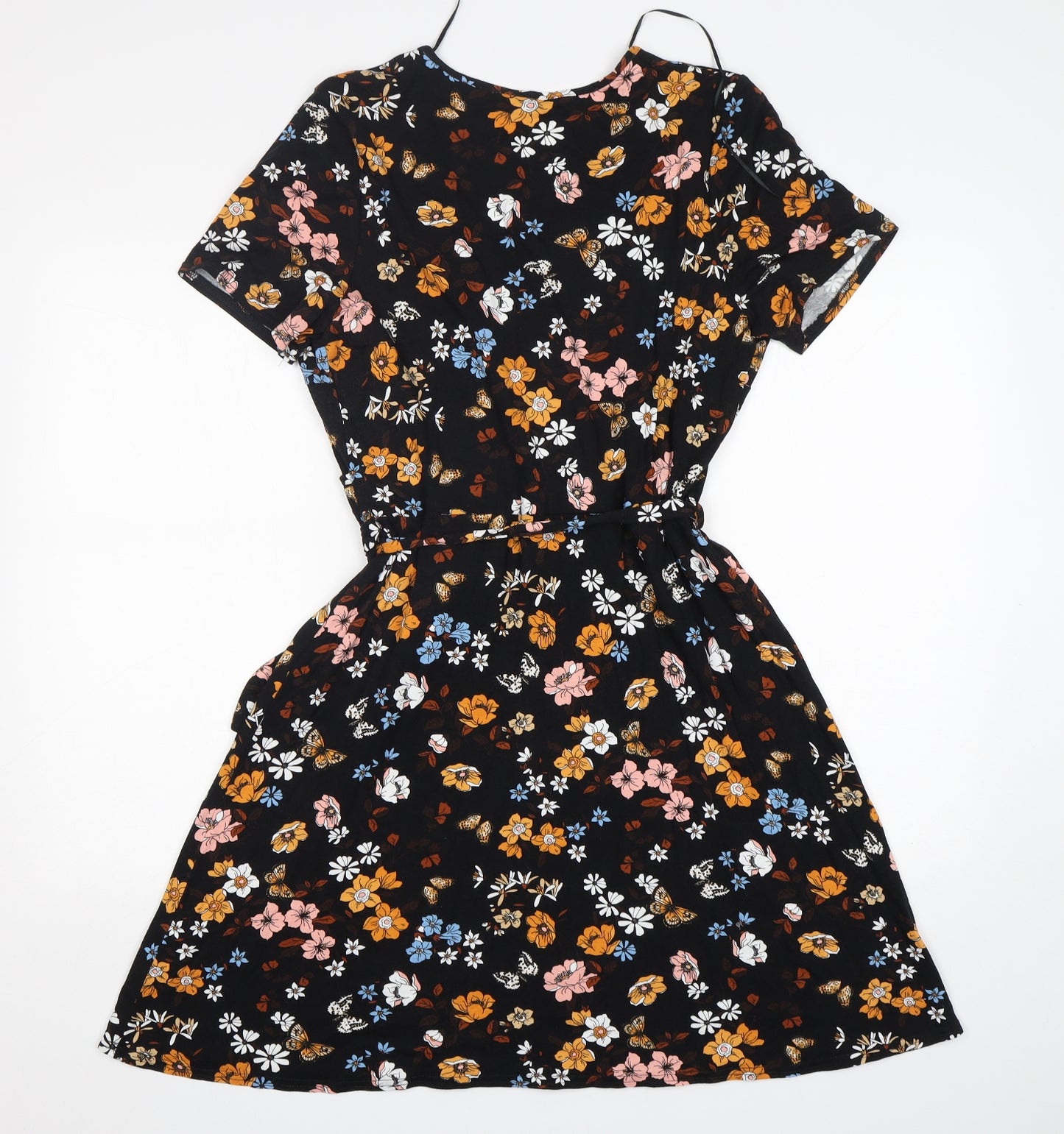 F&F Womens Multicoloured Floral Viscose Fit & Flare  Size 16  V-Neck