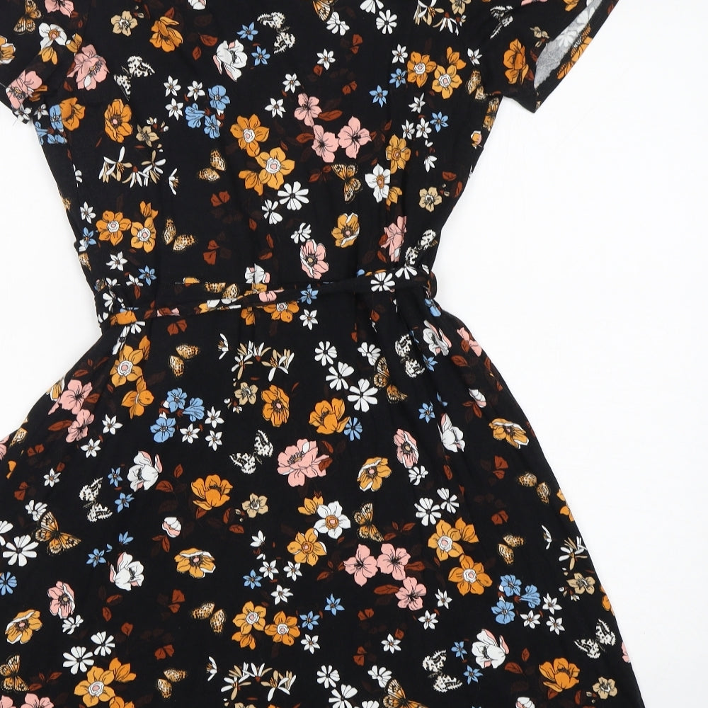 F&F Womens Multicoloured Floral Viscose Fit & Flare  Size 16  V-Neck