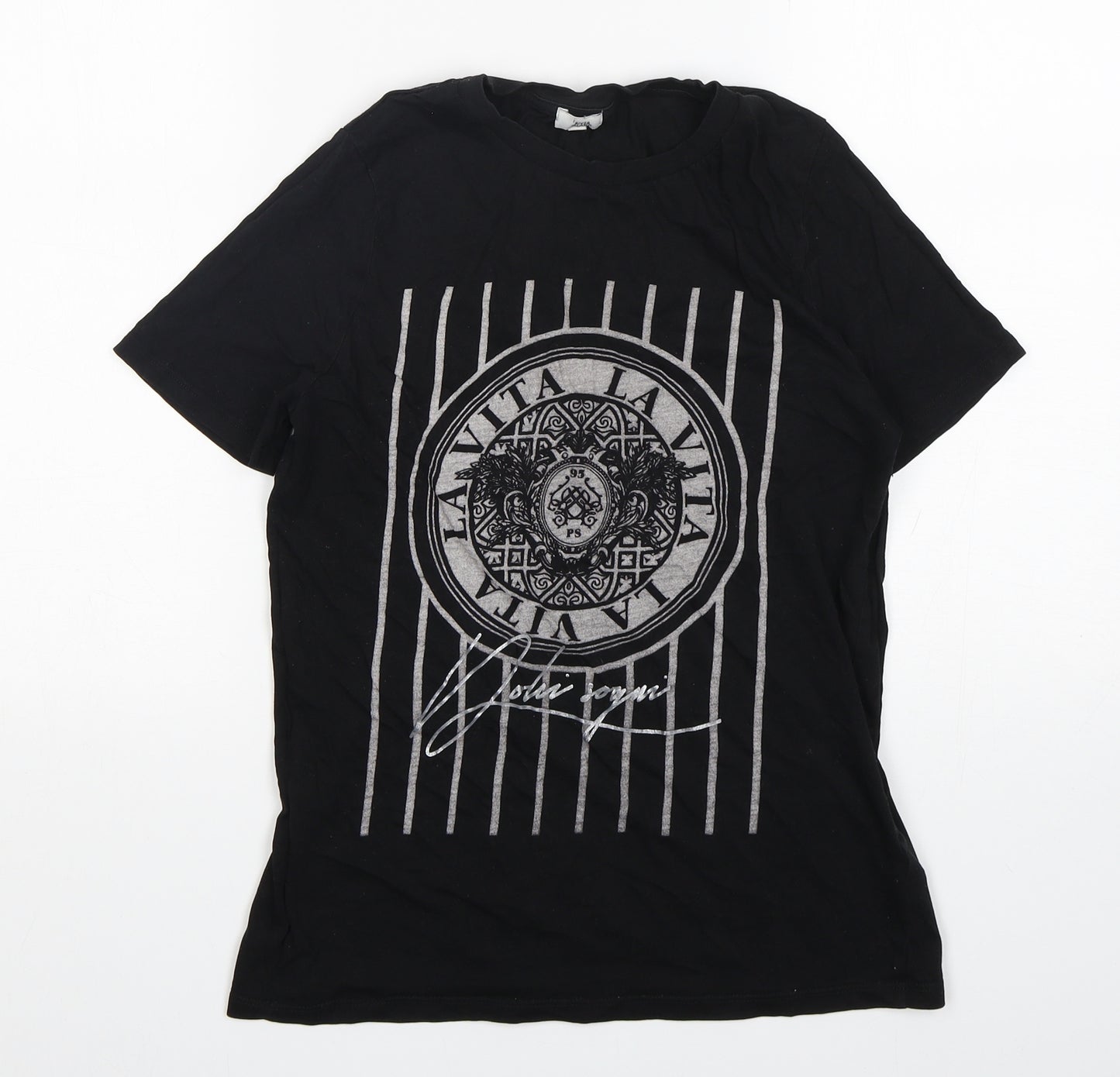 River Island  Womens Black  Cotton Basic T-Shirt Size 8 Round Neck