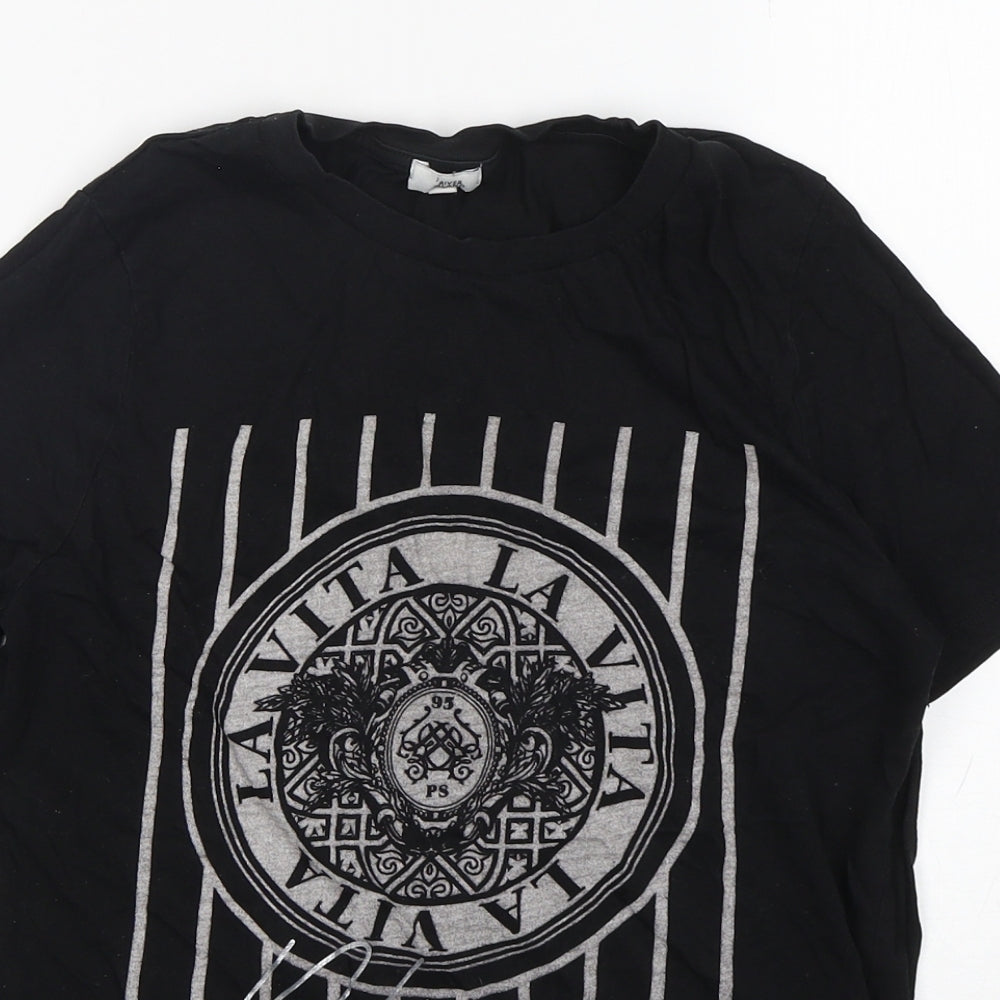 River Island  Womens Black  Cotton Basic T-Shirt Size 8 Round Neck